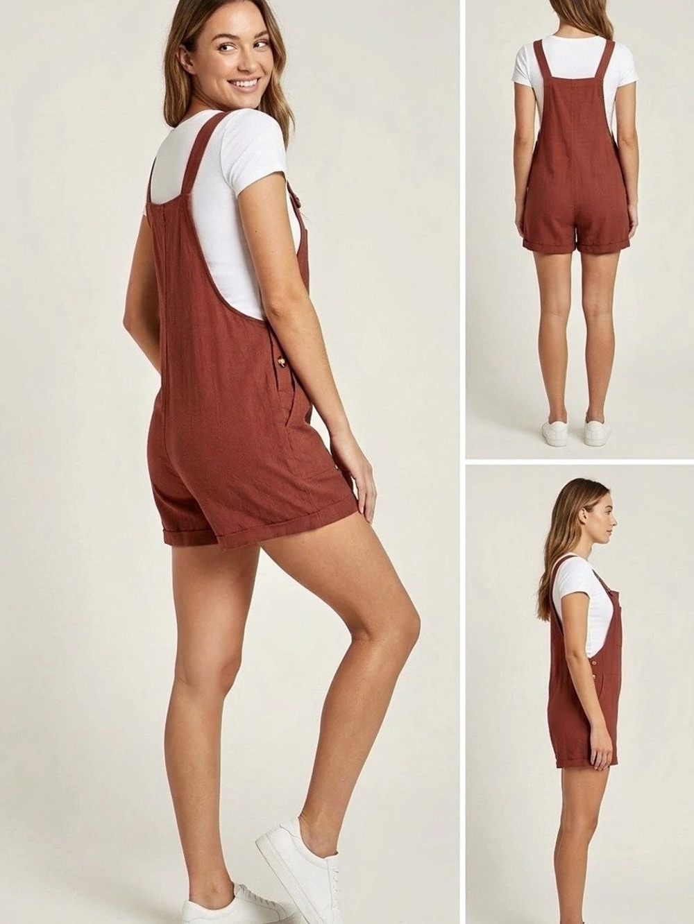 Women's Red Overall Romper Like New